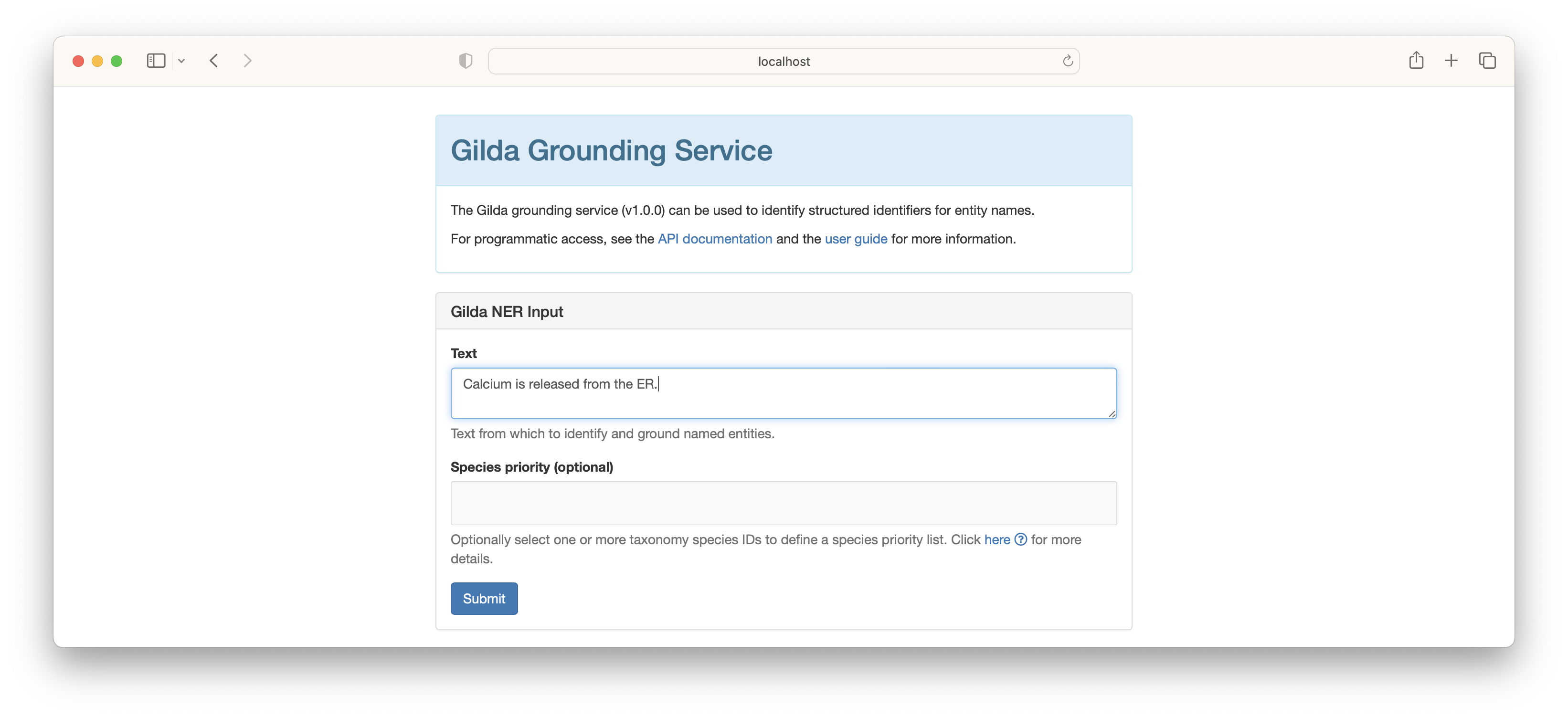 Using the Gilda web form for annotation